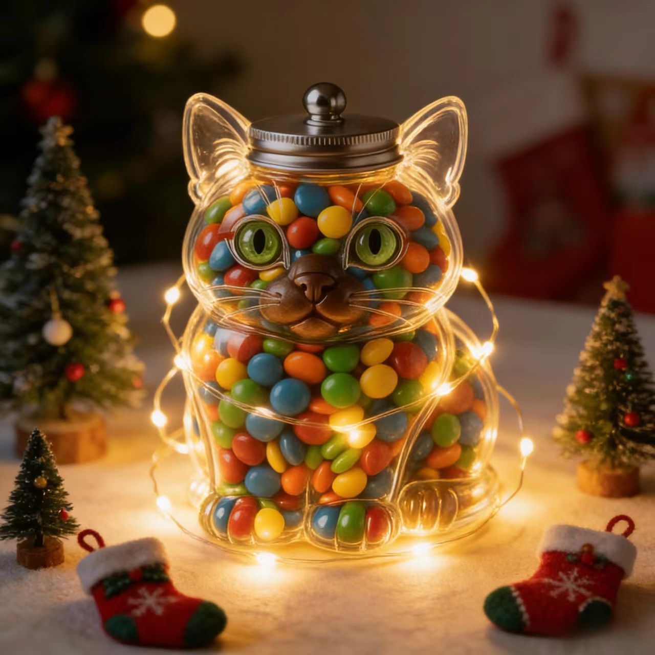 Food Storage With Glass Lids - Cute Cat Shaped Glass Candy Jar
