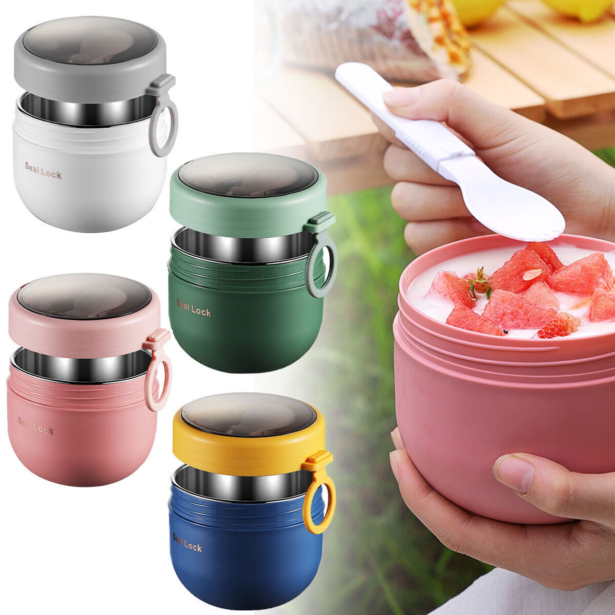 Food Storage Thermos - 600ML Stainless Steel Lunch Box Hot
