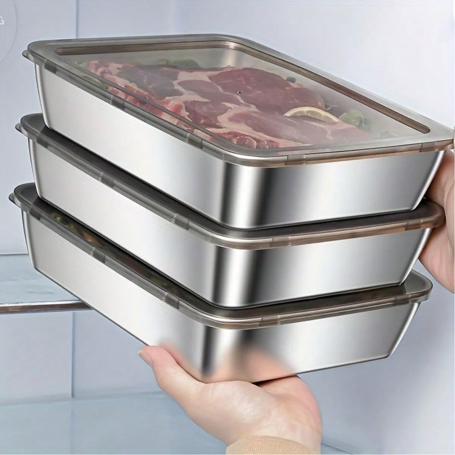 Food Storage Essentials - 6pcs(3 Boxes+ 3 Lids) Stainless Steel