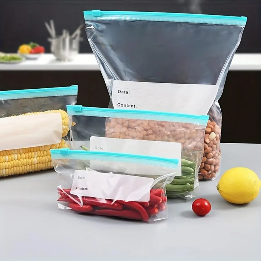 Food Storage Essentials - 60pcs Reusable Fridge Fresh Bags, Kitchen