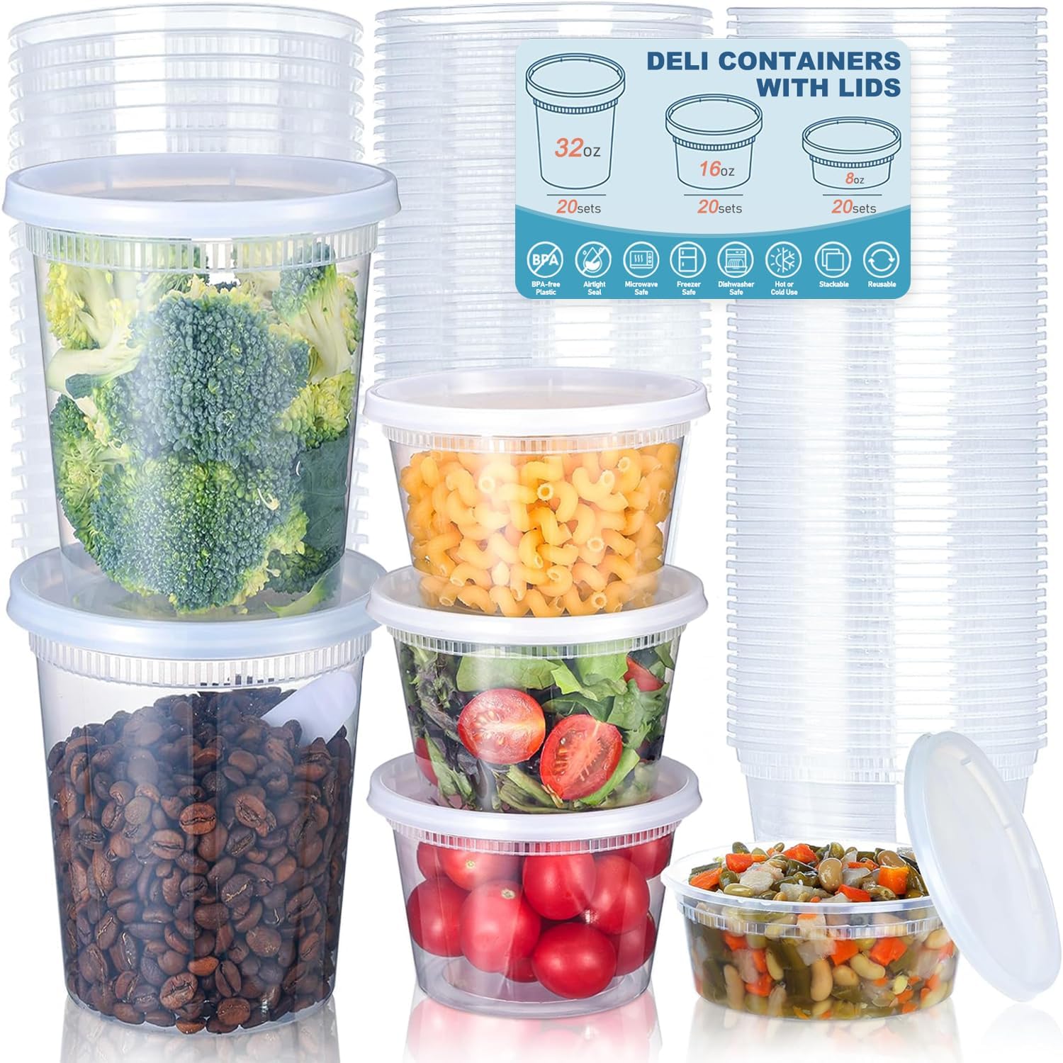 Food Storage Bowls - 24pcs Deli Food Storage Containers with