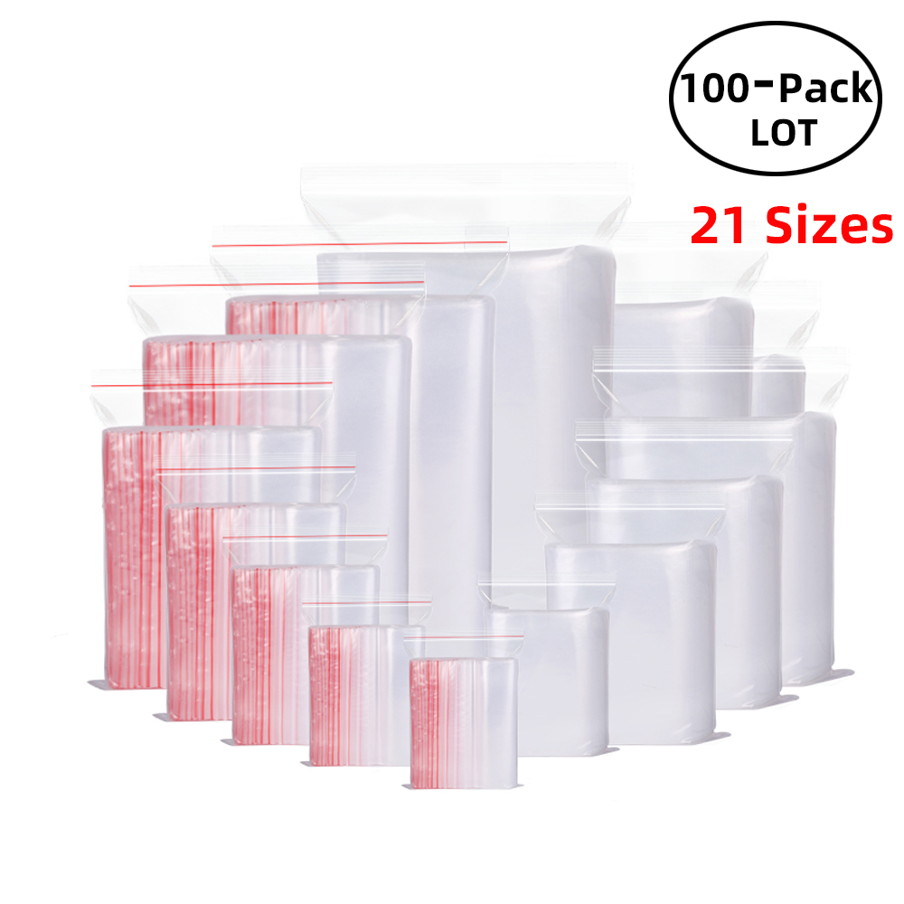 Food Storage Vacuum Bags - 100PCS/Pack Resealable Zip Lock Bags Self