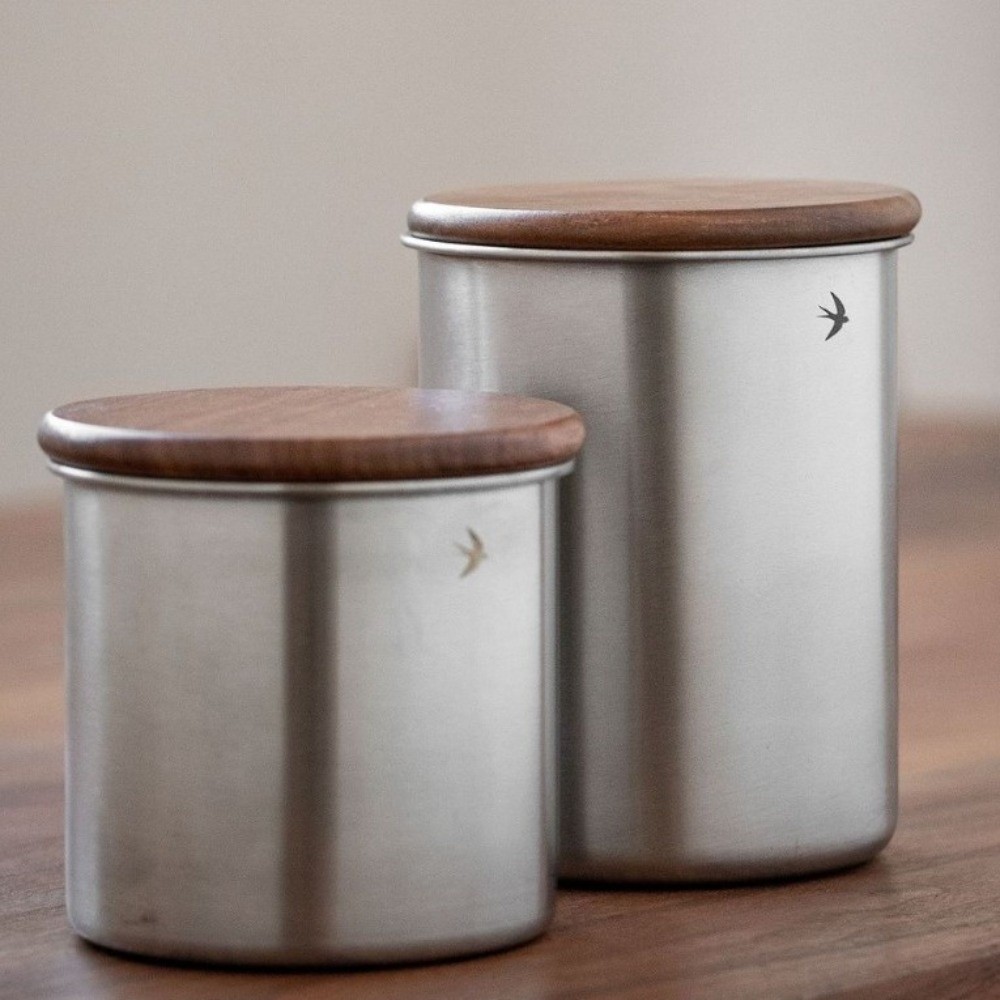 Food Storage Jars With Wooden Lids - New Stainless Steel Matcha Jar 380ml