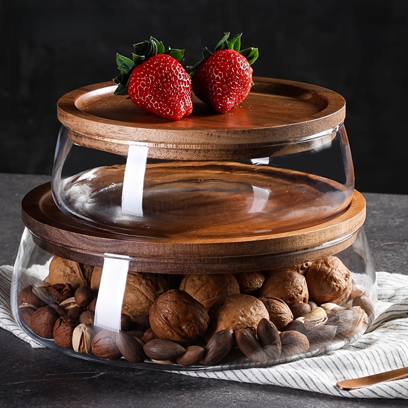 Food Storage Jars With Wooden Lids - Glass Canisters with Wooden Lids –Multi-Purpose