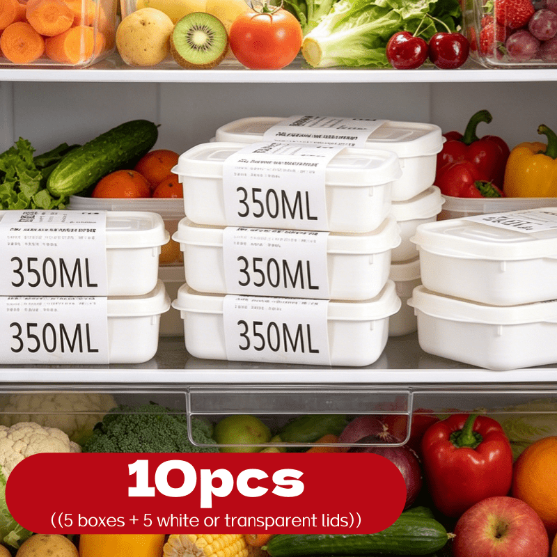Food Storage Bins - 10Pcs Reusable Stackable Food Storage Box