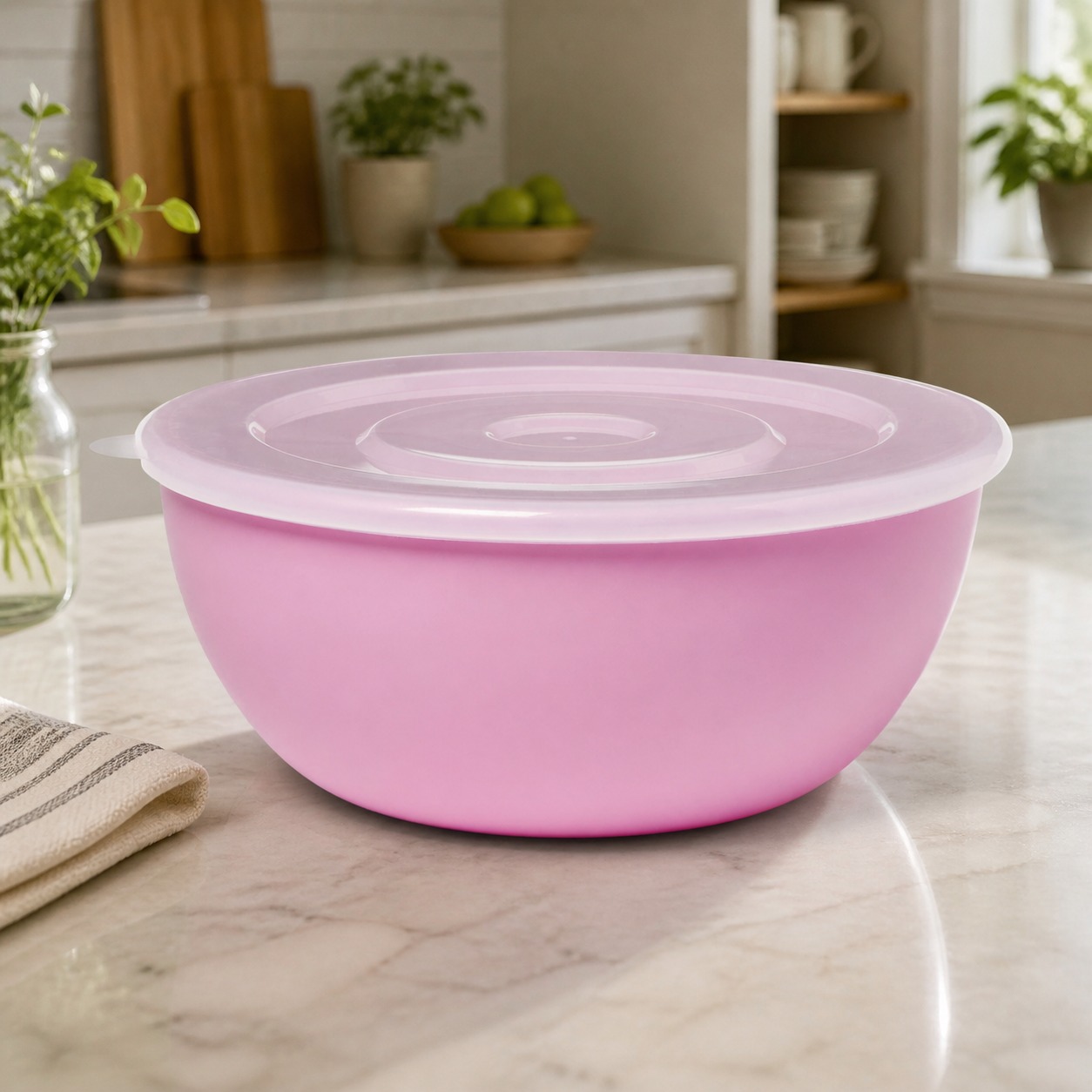 Food Storage Bowls - Pink Bowl With Matching Lid, Durable
