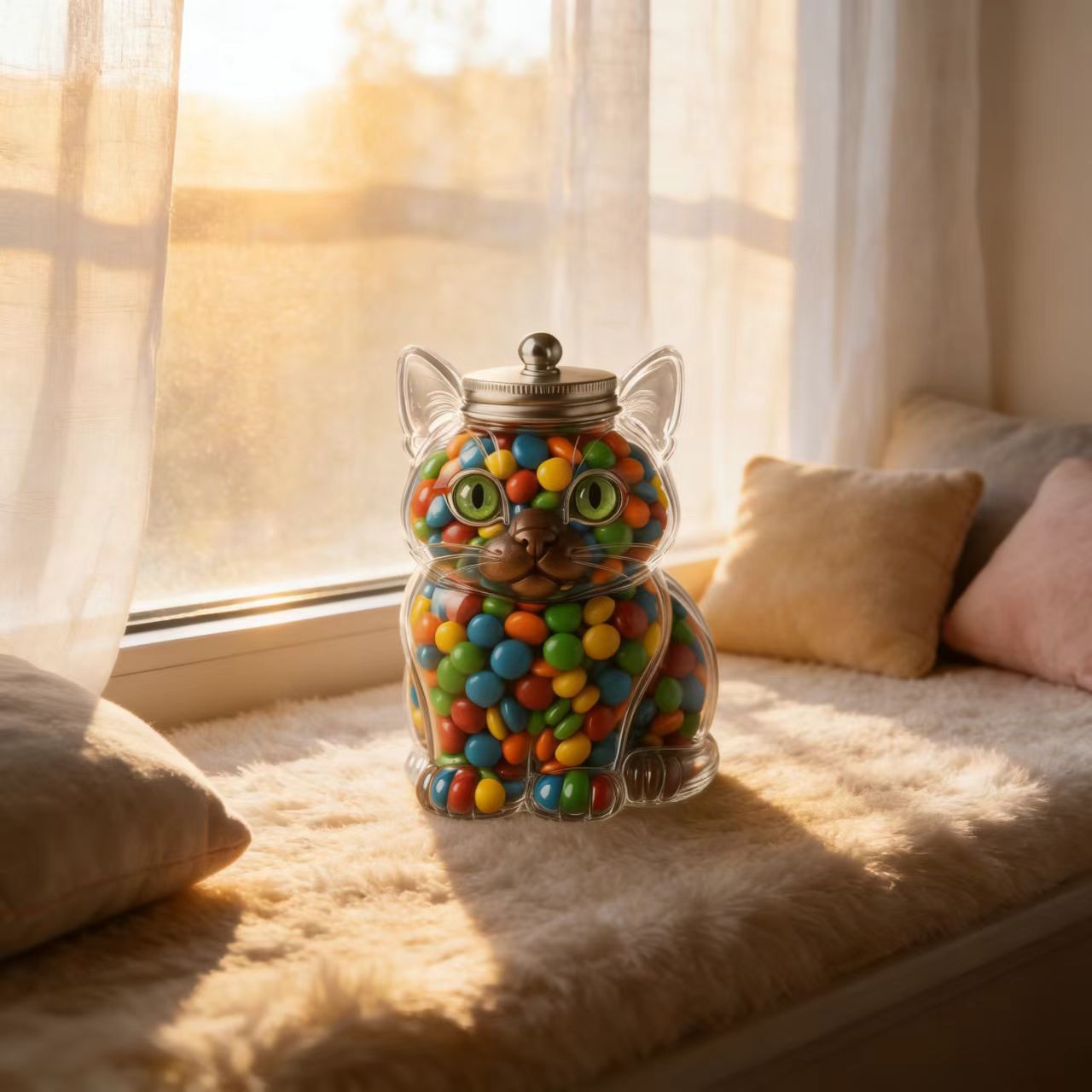 Cute Cat Shaped Glass Candy Ja - огляд і ціна Food Storage With Glass Lids