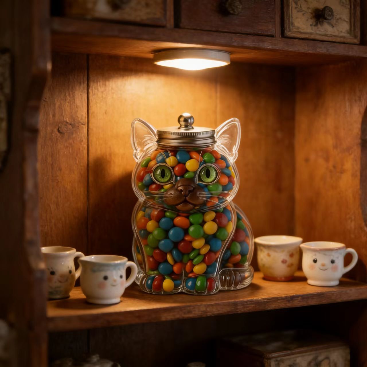 Cute Cat Shaped Glass Candy Ja - огляд і ціна Food Storage With Glass Lids