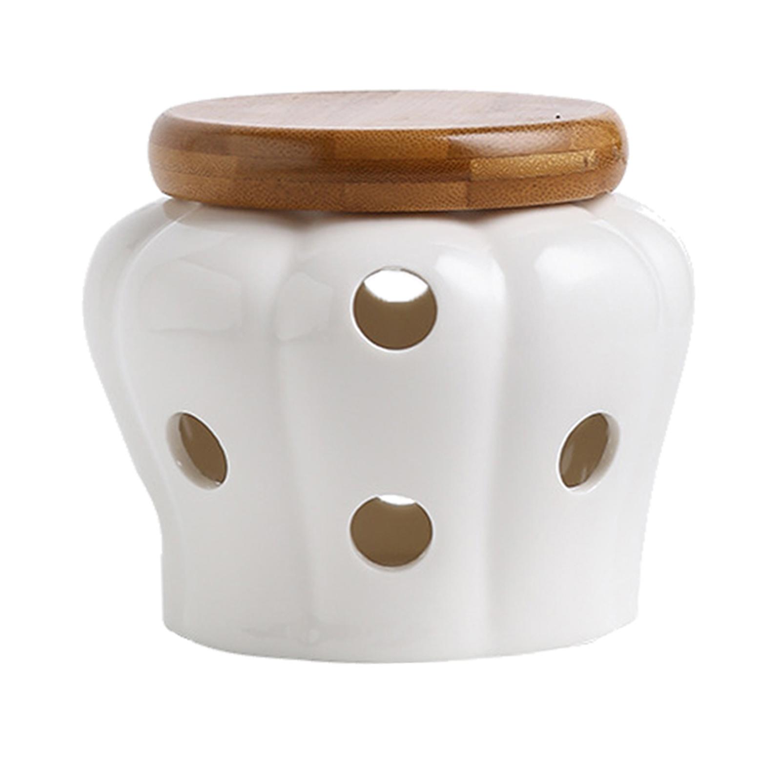 Ceramic Garlic Keeper with woo - огляд і ціна Food Storage Jars With Wooden Lids
