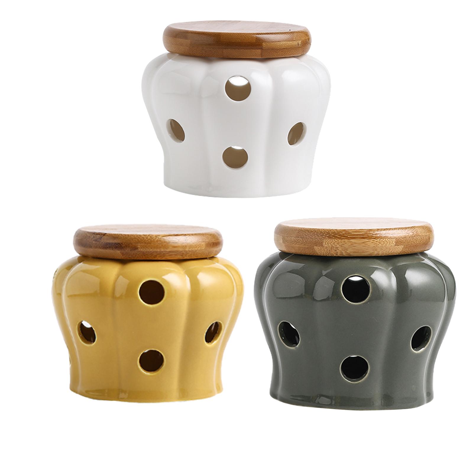 Ceramic Garlic Keeper with woo - огляд і ціна Food Storage Jars With Wooden Lids