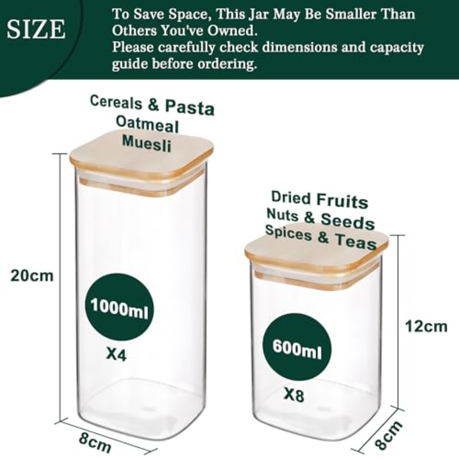 12-Pack Square Glass Storage J - огляд і ціна Food Storage With Glass Lids