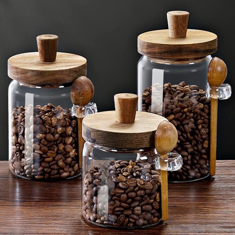 ABJI-Glass Jar With Wooden Lid - огляд і ціна Food Storage Jars With Wooden Lids