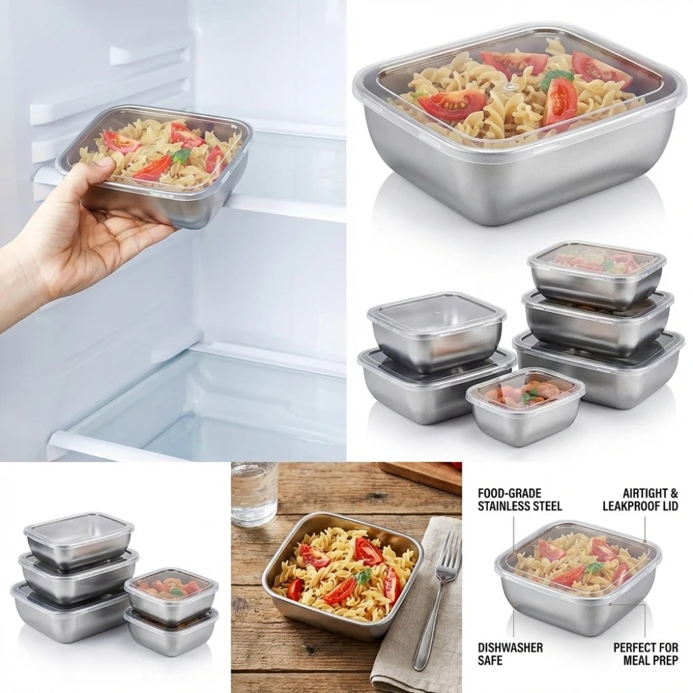 6PCS Stainless Steel Food Stor - огляд і ціна Food Storage Bowls