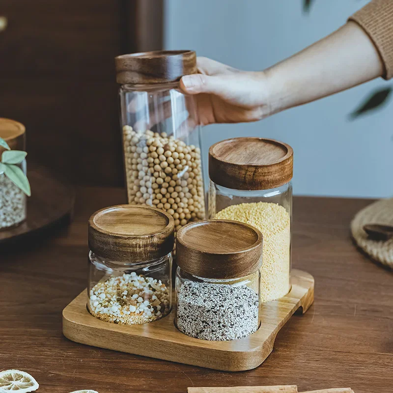 Wood Lid Orgnizer Glass Airtig - огляд і ціна Food Storage Jars With Wooden Lids