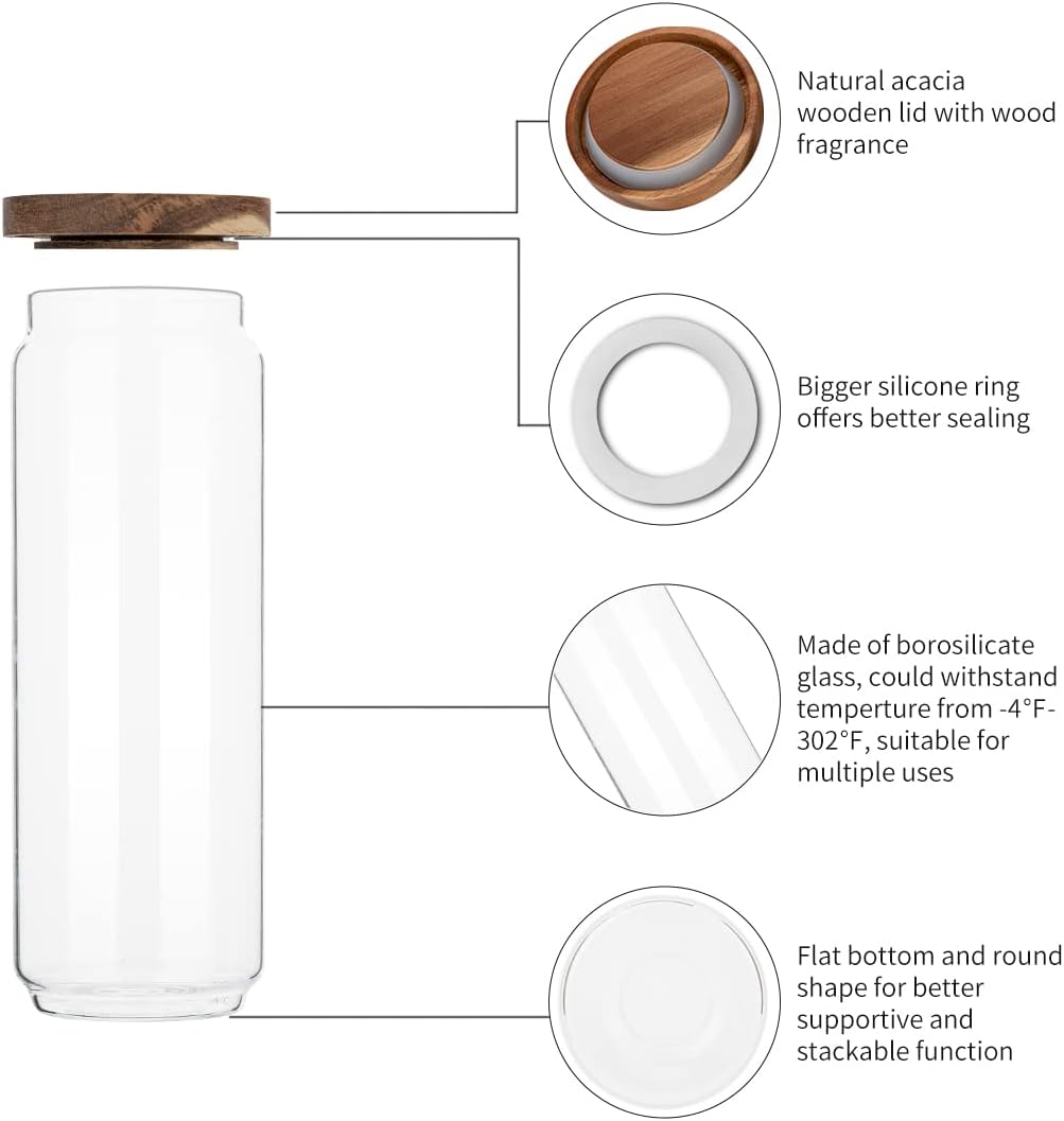 4 Pack 34 OZ Glass Jars with W - огляд і ціна Food Storage Jars With Wooden Lids